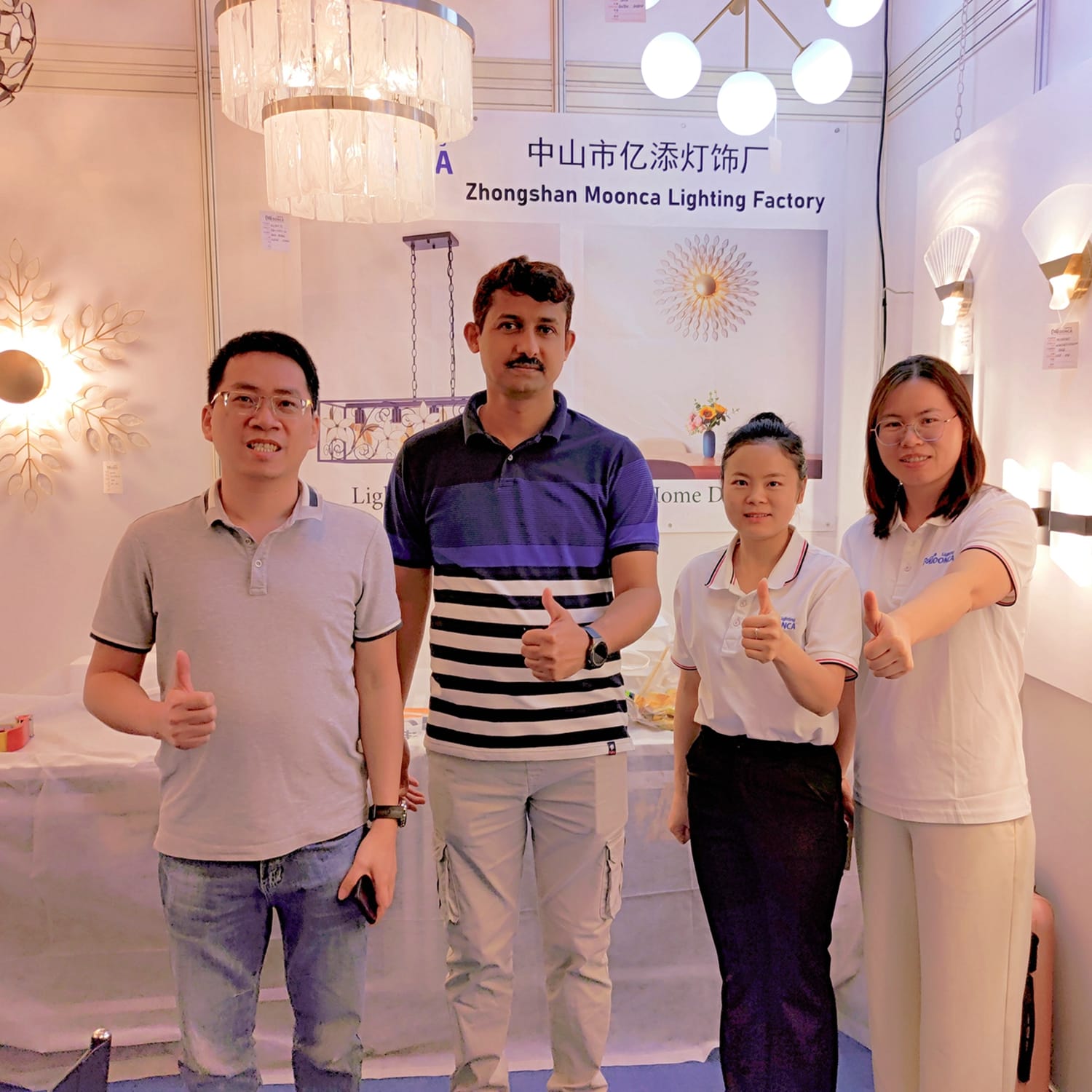 2023 Hongkong Spring Lighting Fair Moonca Lighting Sales and their cusomers