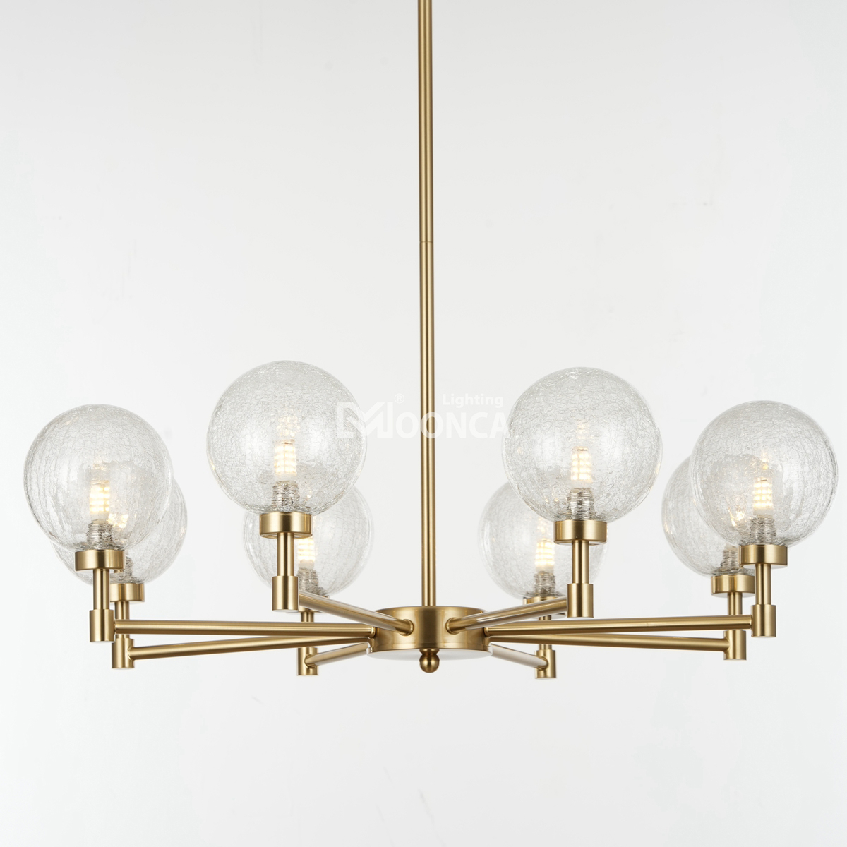 8 light brushed brass chandelier for living room dining table