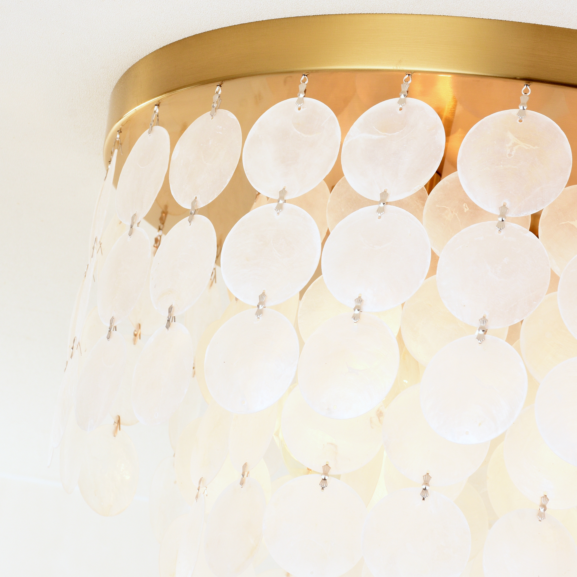capiz ceiling light round capiz shell brushed brass