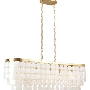 capiz shell chandelier brushed brass dining room over tabler