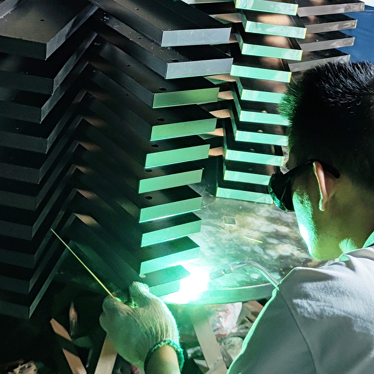 a worker welding in the factory